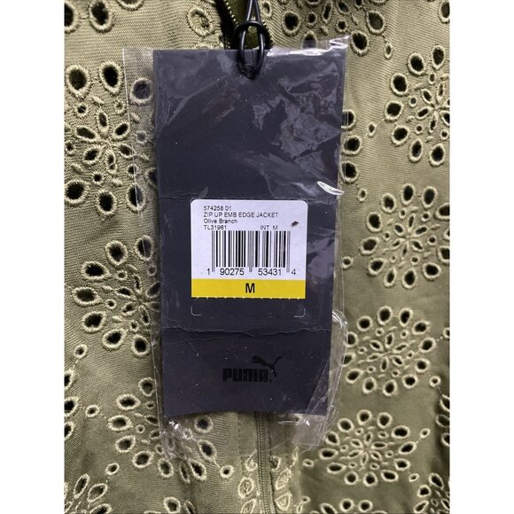 PUMA FENTY Zip Up Embroidered Eyelet Edge Jacket Olive Green Oversized Size M - Picture 6 of 10